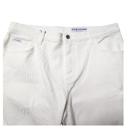 White Cotton Loose Men Denim Jeans
