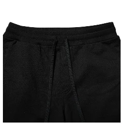 Black Cotton Logo Tape Men Jogger Pants