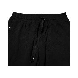 Black Cotton Logo Tape Men Jogger Pants