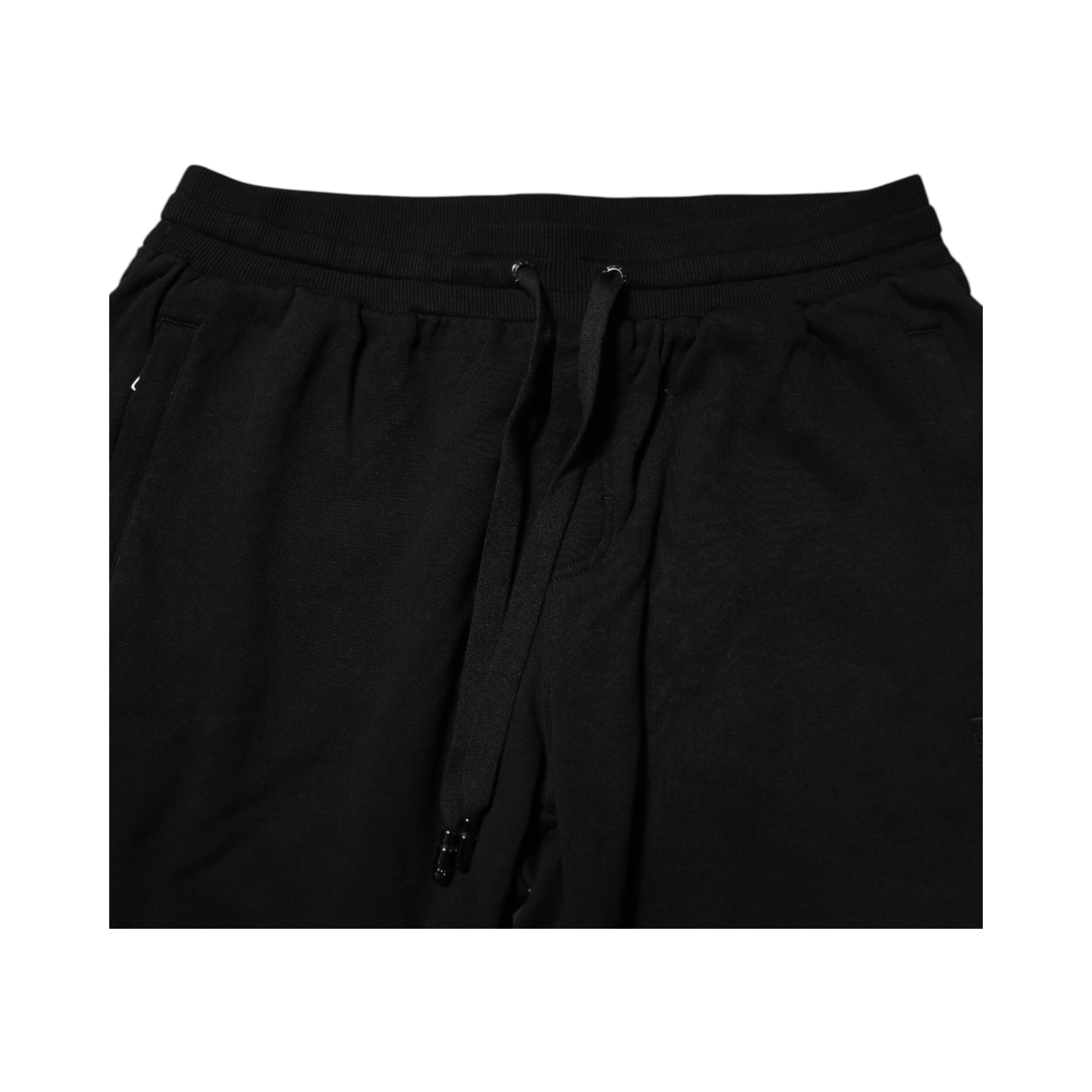 Black Cotton Logo Tape Men Jogger Pants