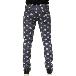 Dark Gray Logo Cotton Skinny Slim Denim Jeans