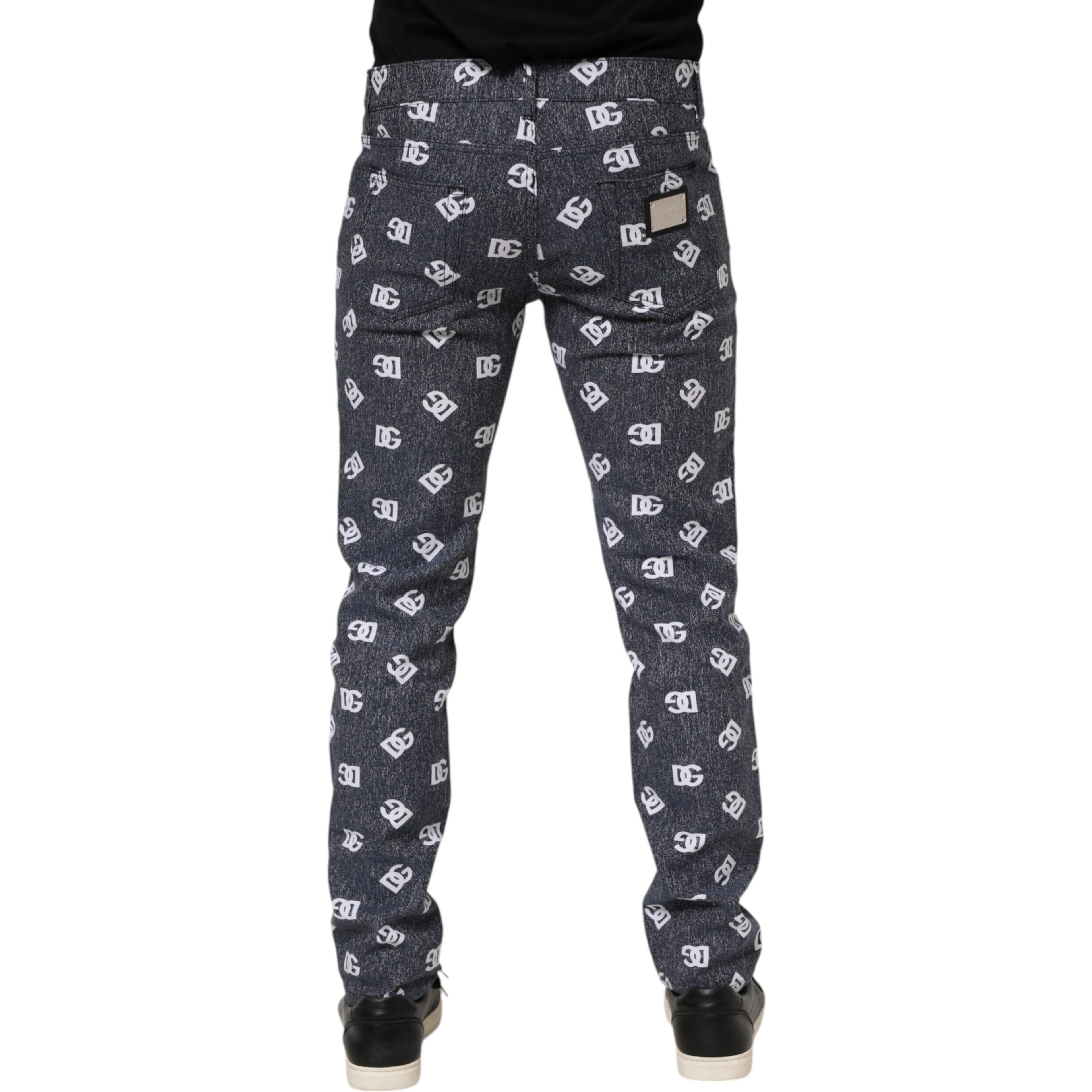 Dark Gray Logo Cotton Skinny Slim Denim Jeans