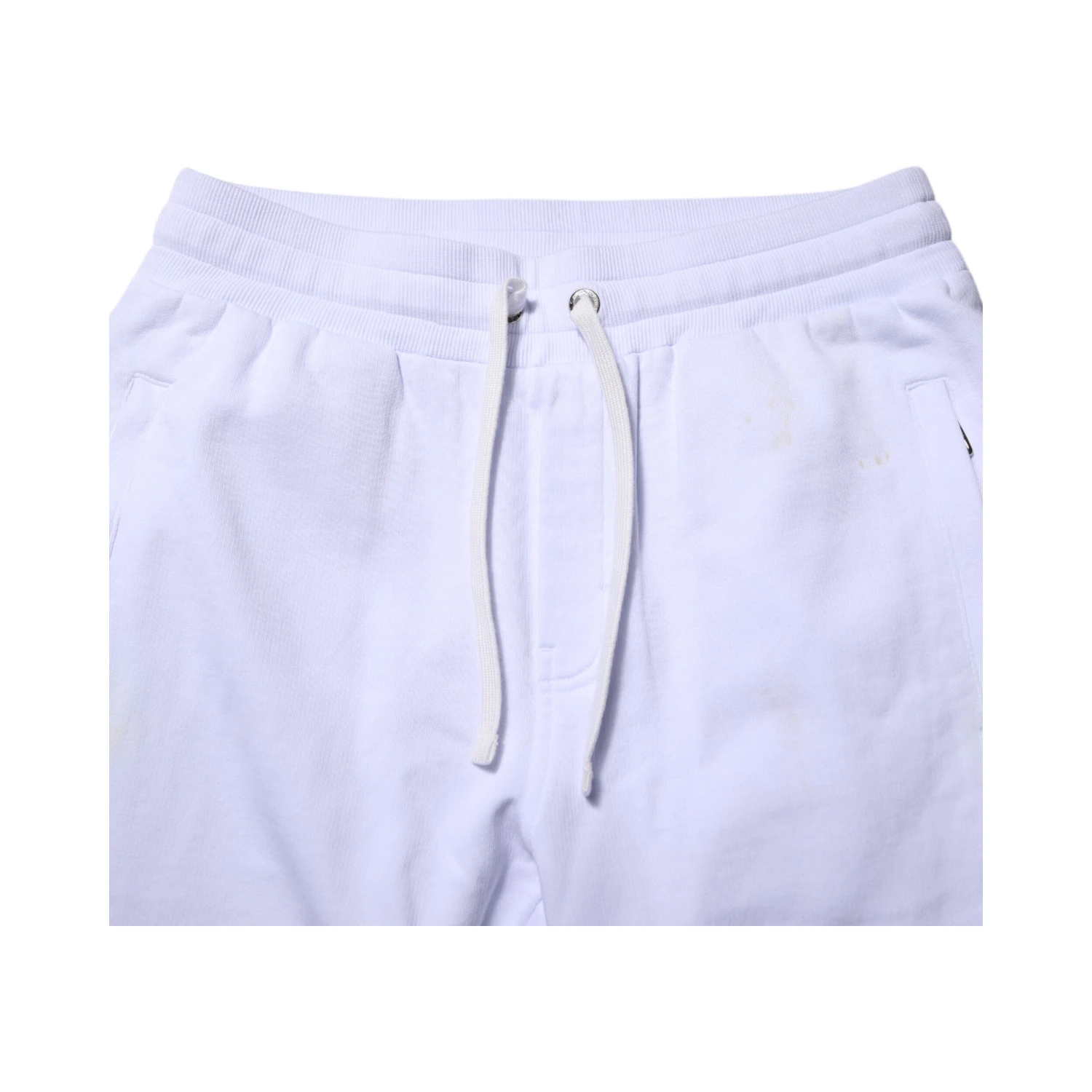 White Cotton Drawstring Jogger Pants