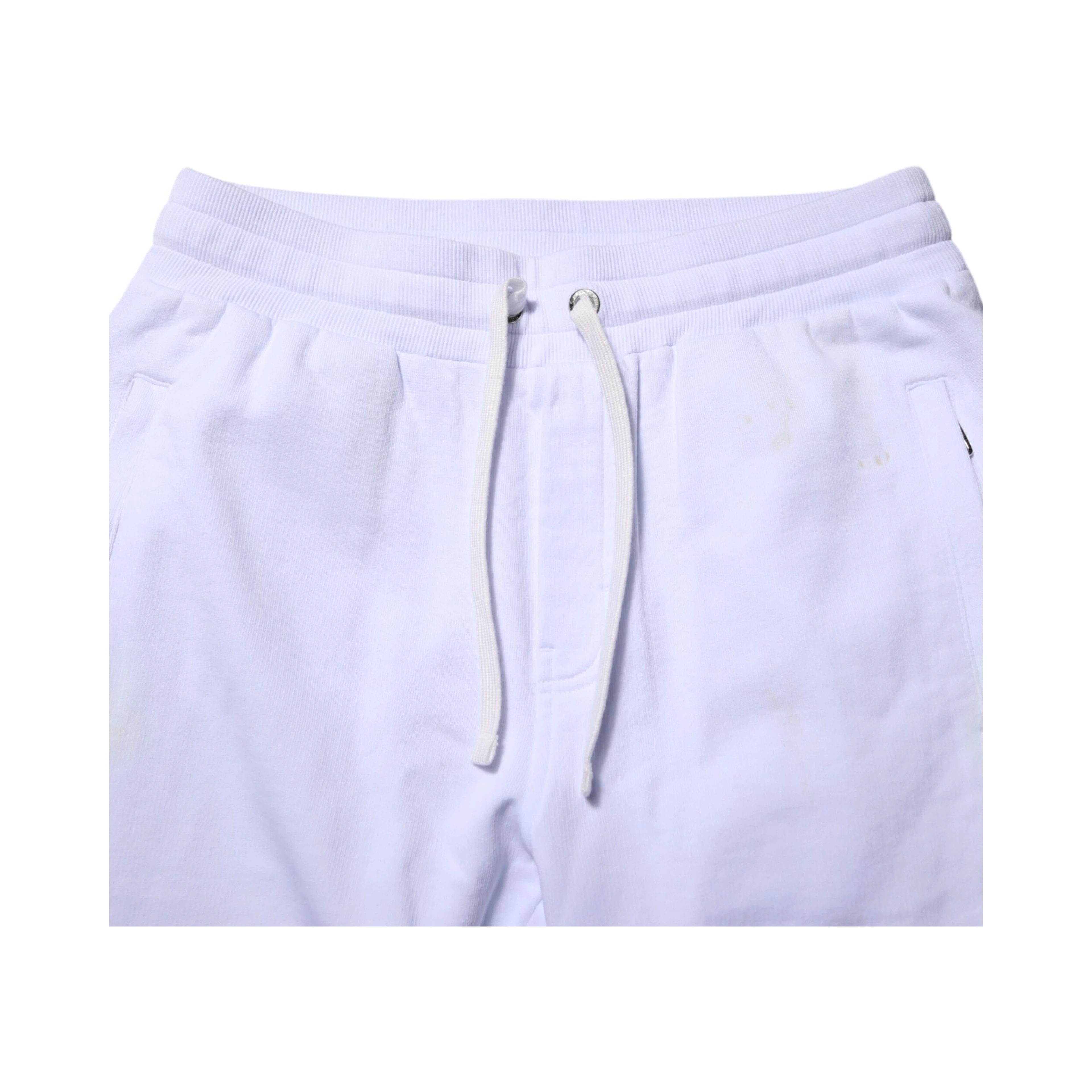 White Cotton Drawstring Jogger Pants