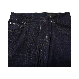 Dark Blue Cotton Logo Slim Fit Men Denim Jeans