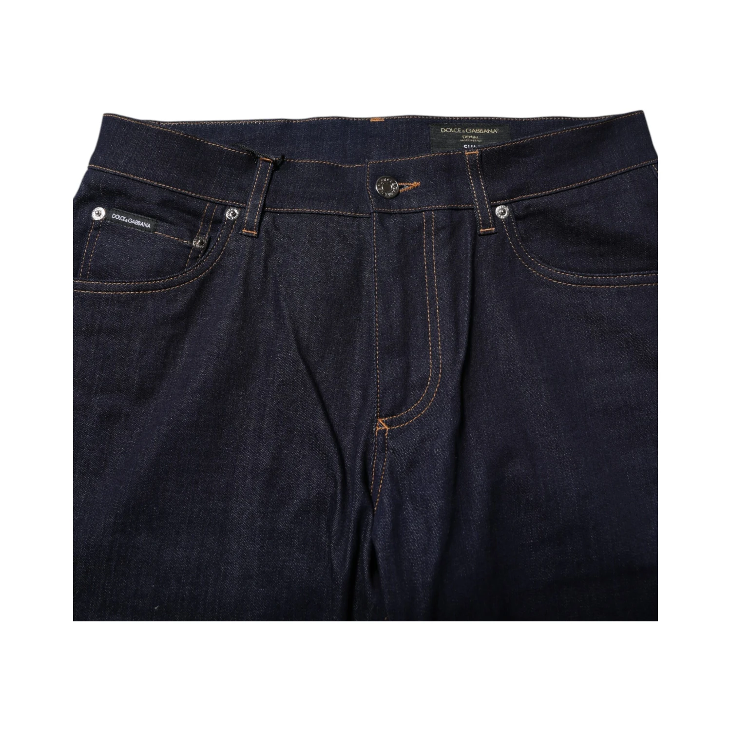 Dark Blue Cotton Logo Slim Fit Men Denim Jeans