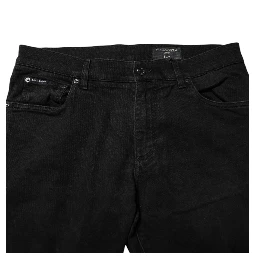 Black Cotton Logo Plaque Slim Fit Denim Jeans