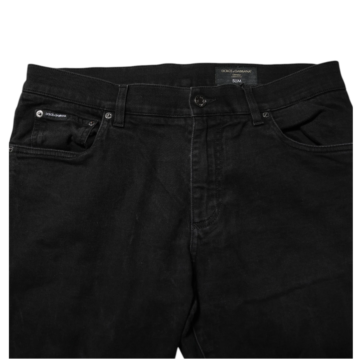 Black Cotton Logo Plaque Slim Fit Denim Jeans