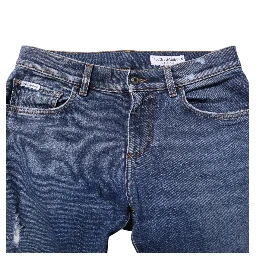 Blue Cotton Logo Plaque Skinny Men Denim Jeans