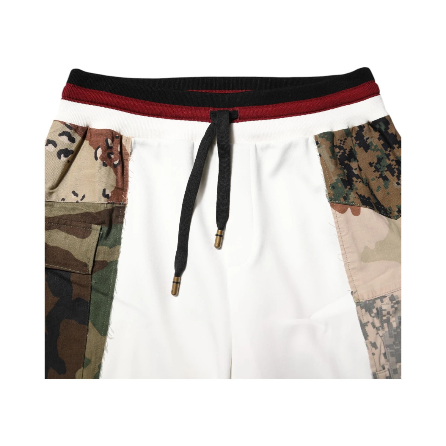 White Patchwork Mens Jogger Pants