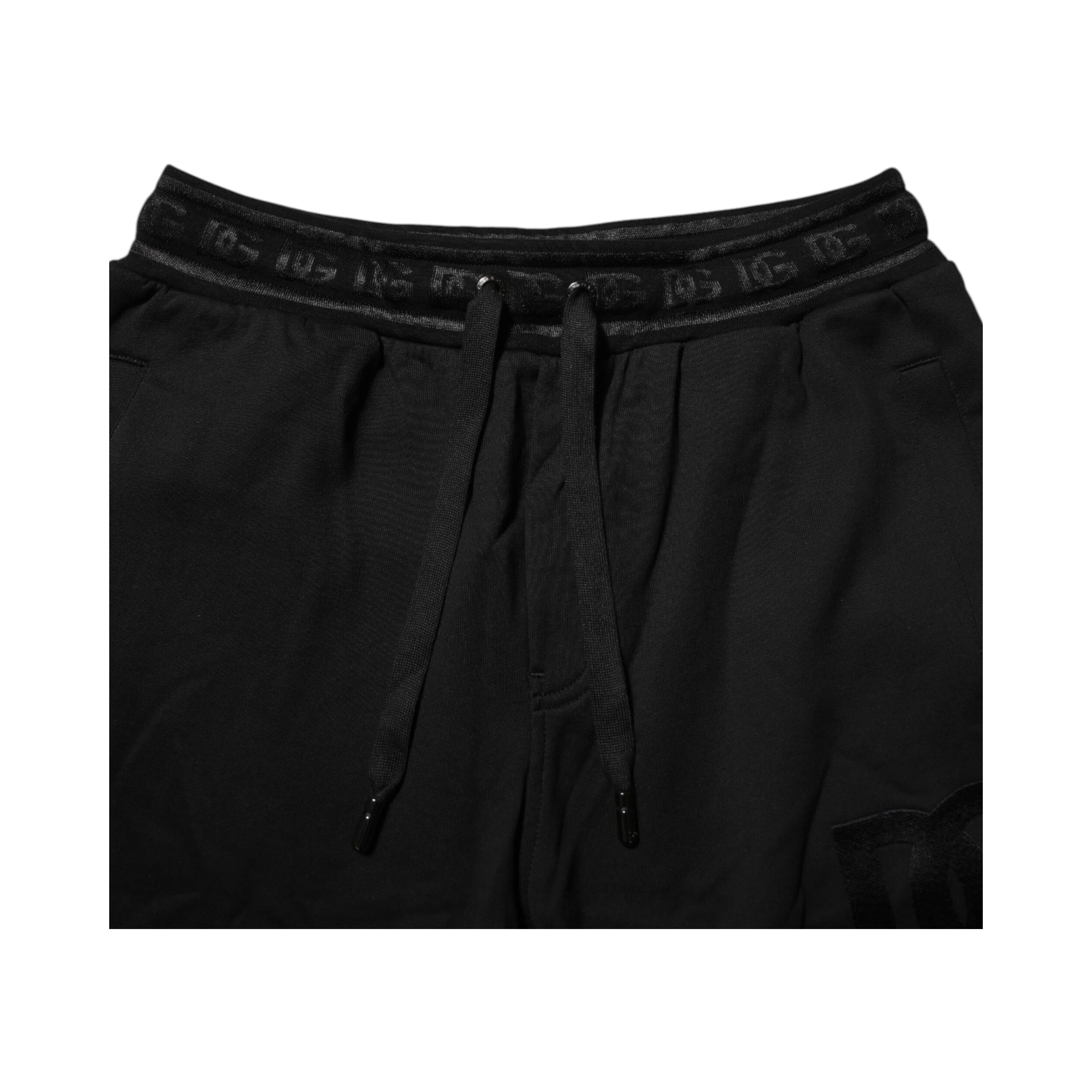 Black Cotton Drawstring Jogger Pants