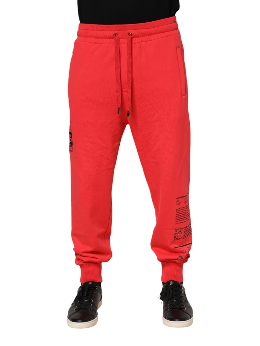 Red Cotton Men Jogger Sweatpants Pants