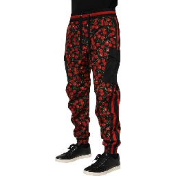 Black Red Cherry Print Men Sweatpants Pants