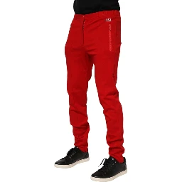Red Viscose Logo Jogger Men Sweatpants Pants