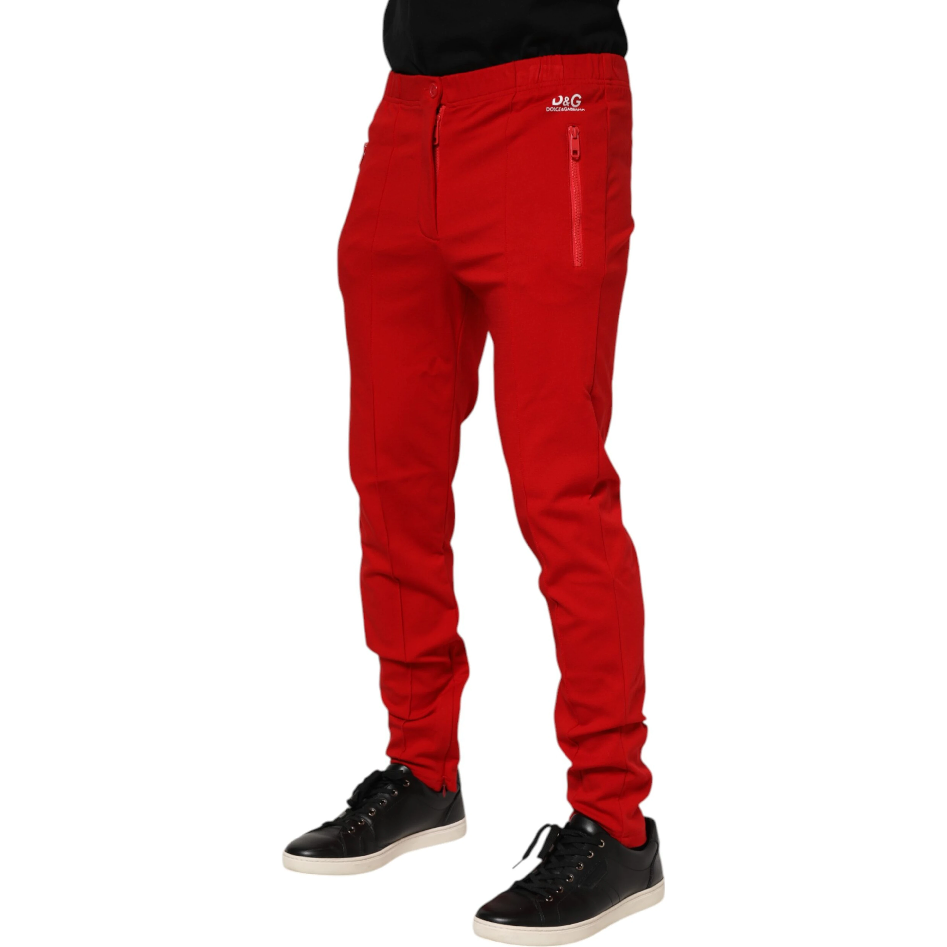 Red Viscose Logo Jogger Men Sweatpants Pants