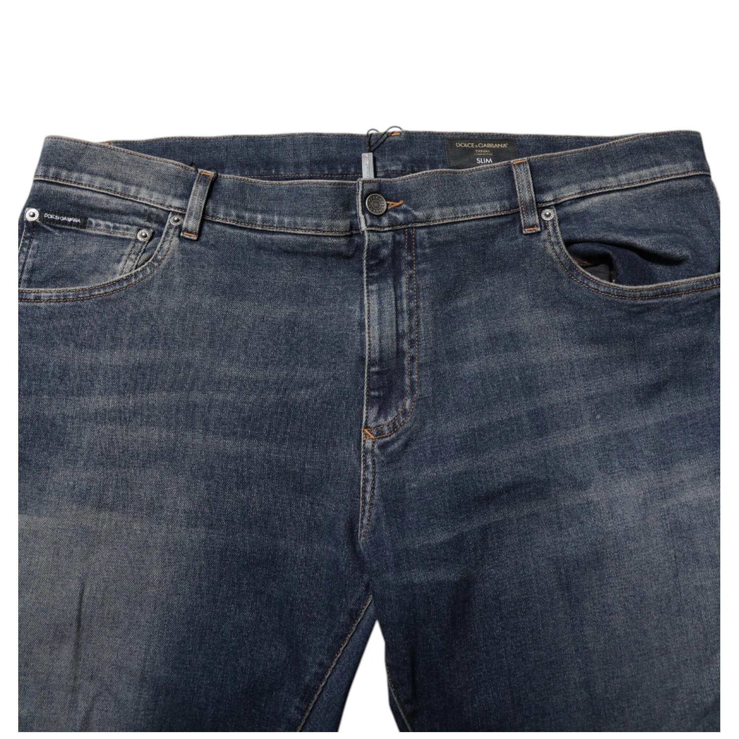Blue Cotton Logo Plaque Slim Denim Jeans