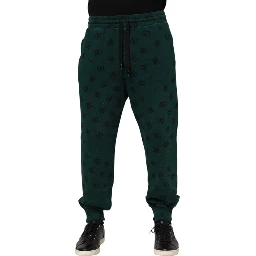 Green Logo Print Jogger Men Sweatpants Pants