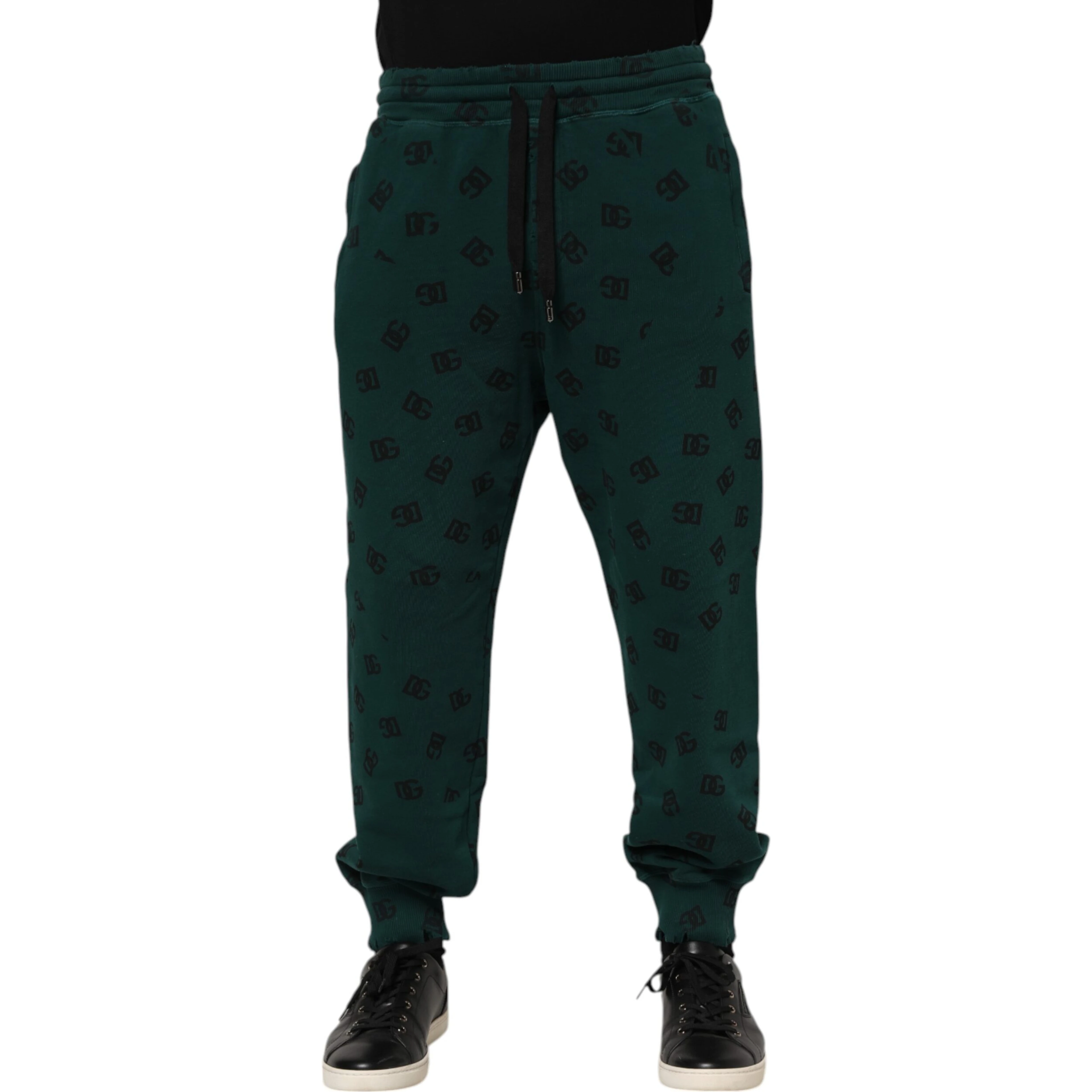 Green Logo Print Jogger Men Sweatpants Pants