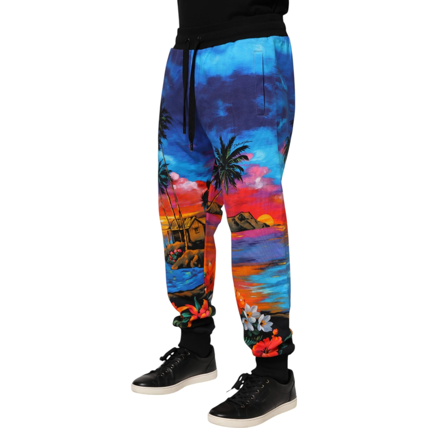 Blue Hawaiian Print Jogger Sweatpants Pants