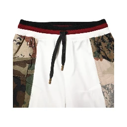 White Patchwork Jogger Pants