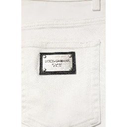 White Cotton Loose Men Denim Jeans