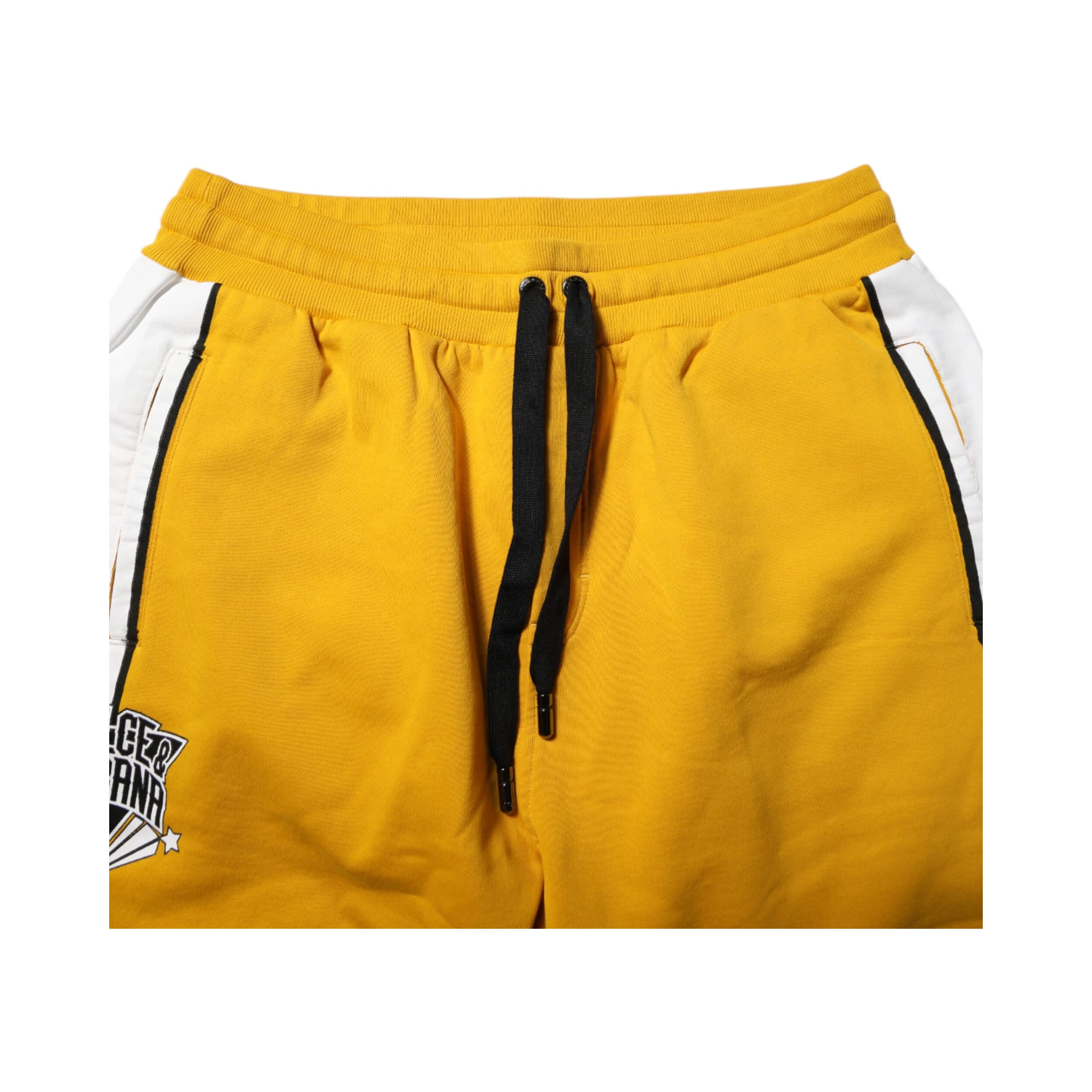 Yellow Cotton Logo Drawstring Jogger Sweatpants Pants