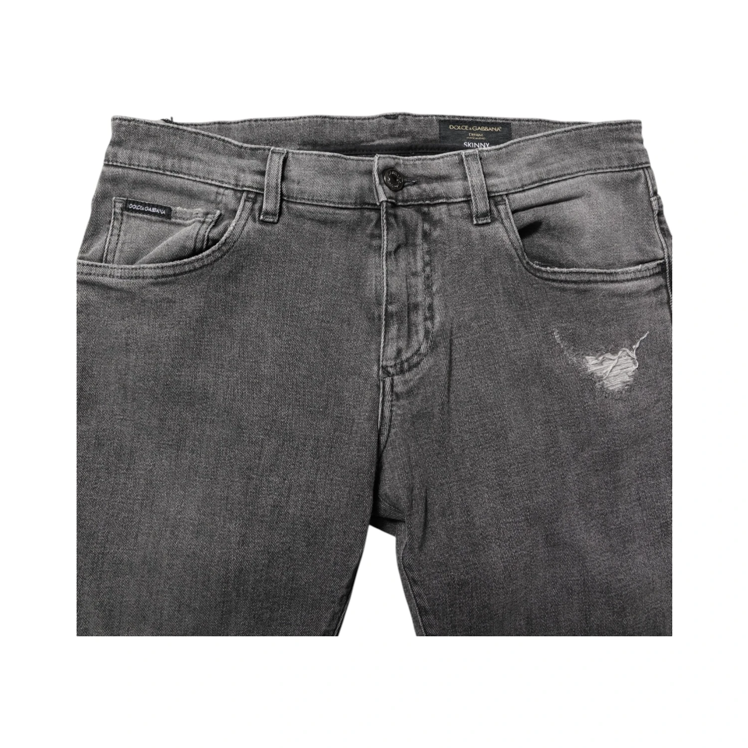 Gray Cotton Logo Plaque Men Denim Jeans