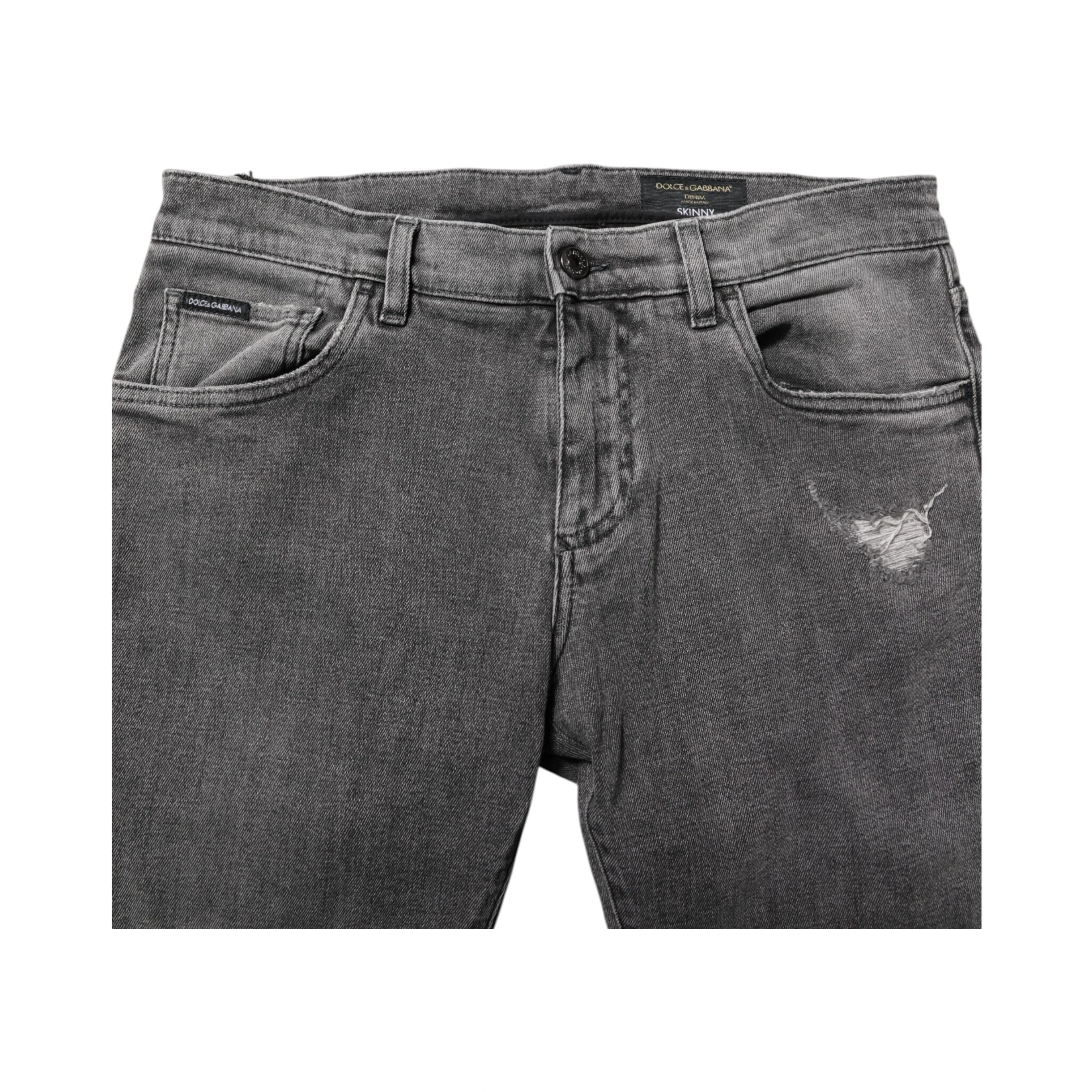 Gray Cotton Logo Plaque Men Denim Jeans