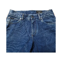 Blue Cotton Logo Plaque Denim Jeans