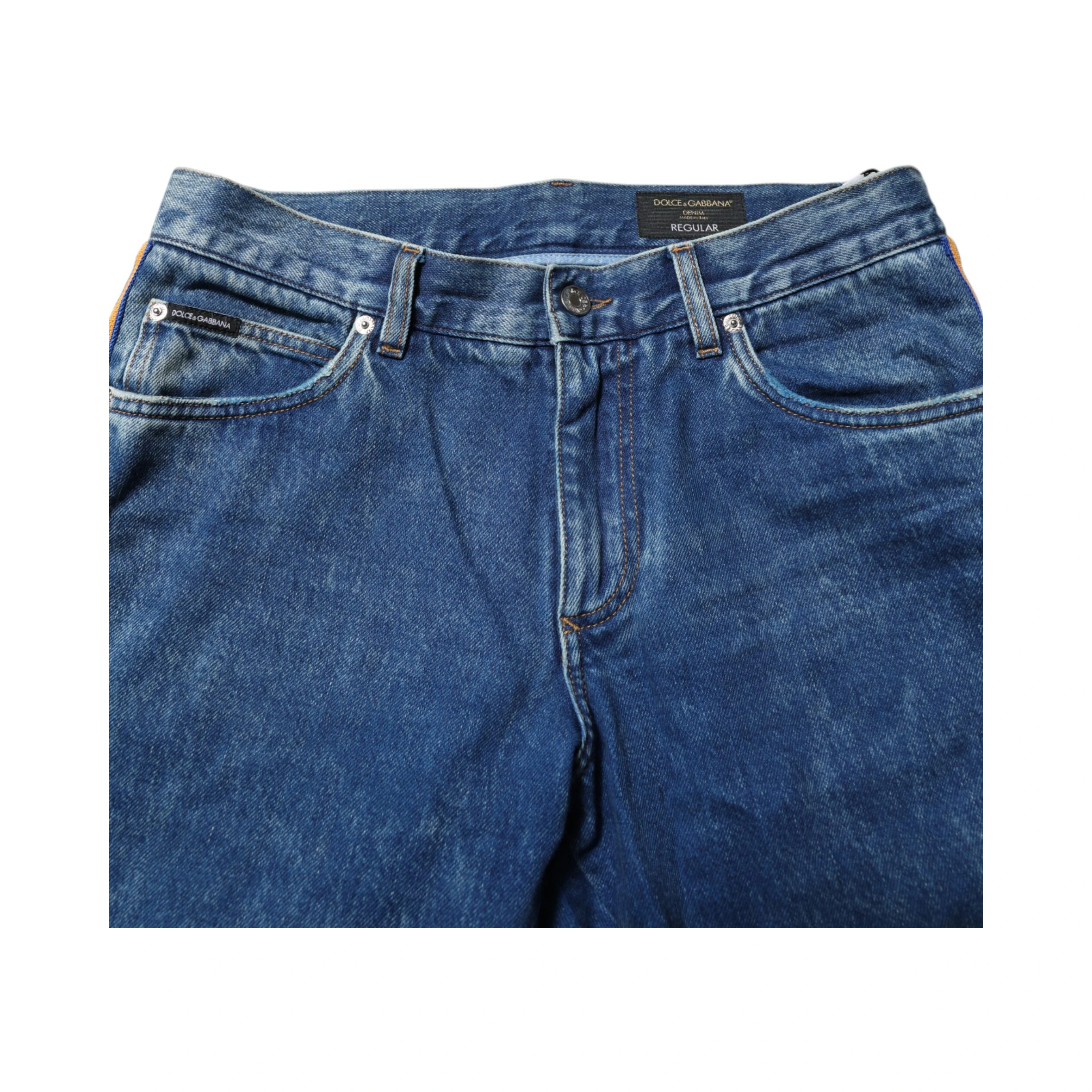 Blue Cotton Logo Plaque Denim Jeans