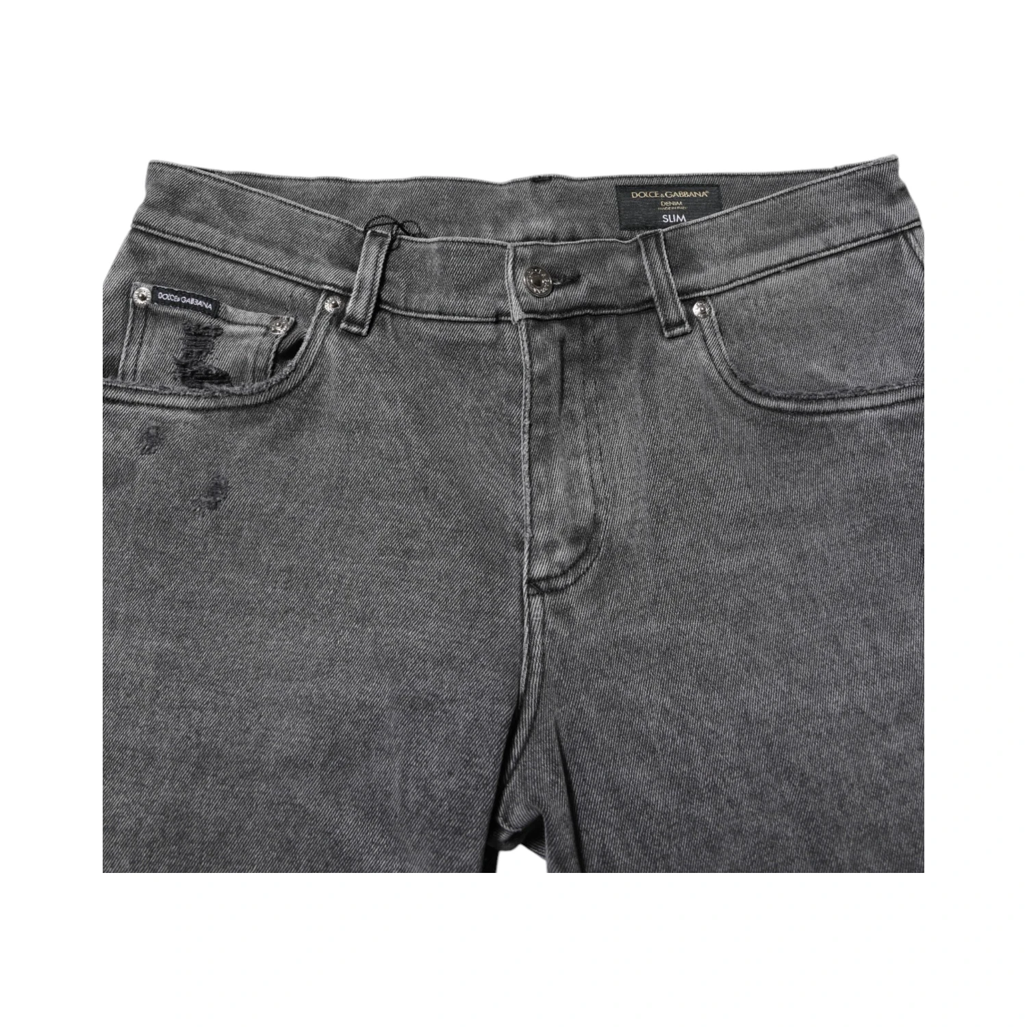 Gray Cotton Logo Plaque Denim Jeans