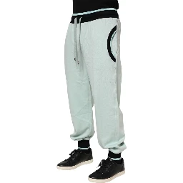 Light Green Cotton Men Jogger Sweatpants Pants