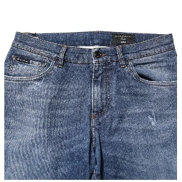 Blue Cotton Logo Plaque Denim Jeans