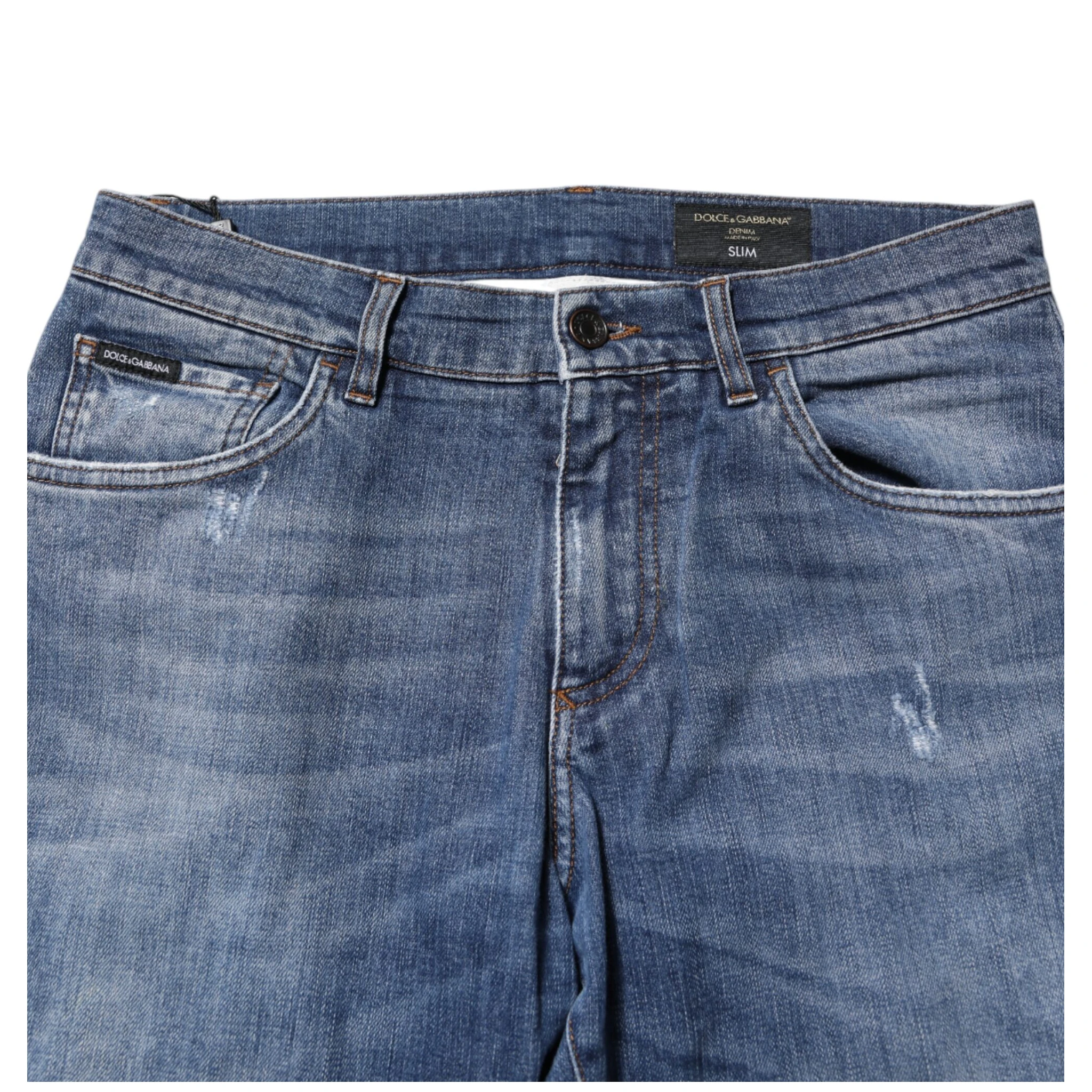 Blue Cotton Logo Plaque Denim Jeans