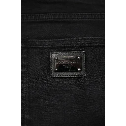 Black Cotton Logo Plaque Slim Fit Denim Jeans