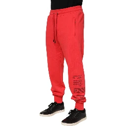 Red Cotton Men Jogger Sweatpants Pants