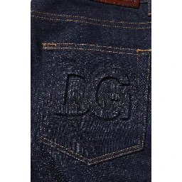 Dark Blue Cotton Logo Slim Fit Men Denim Jeans
