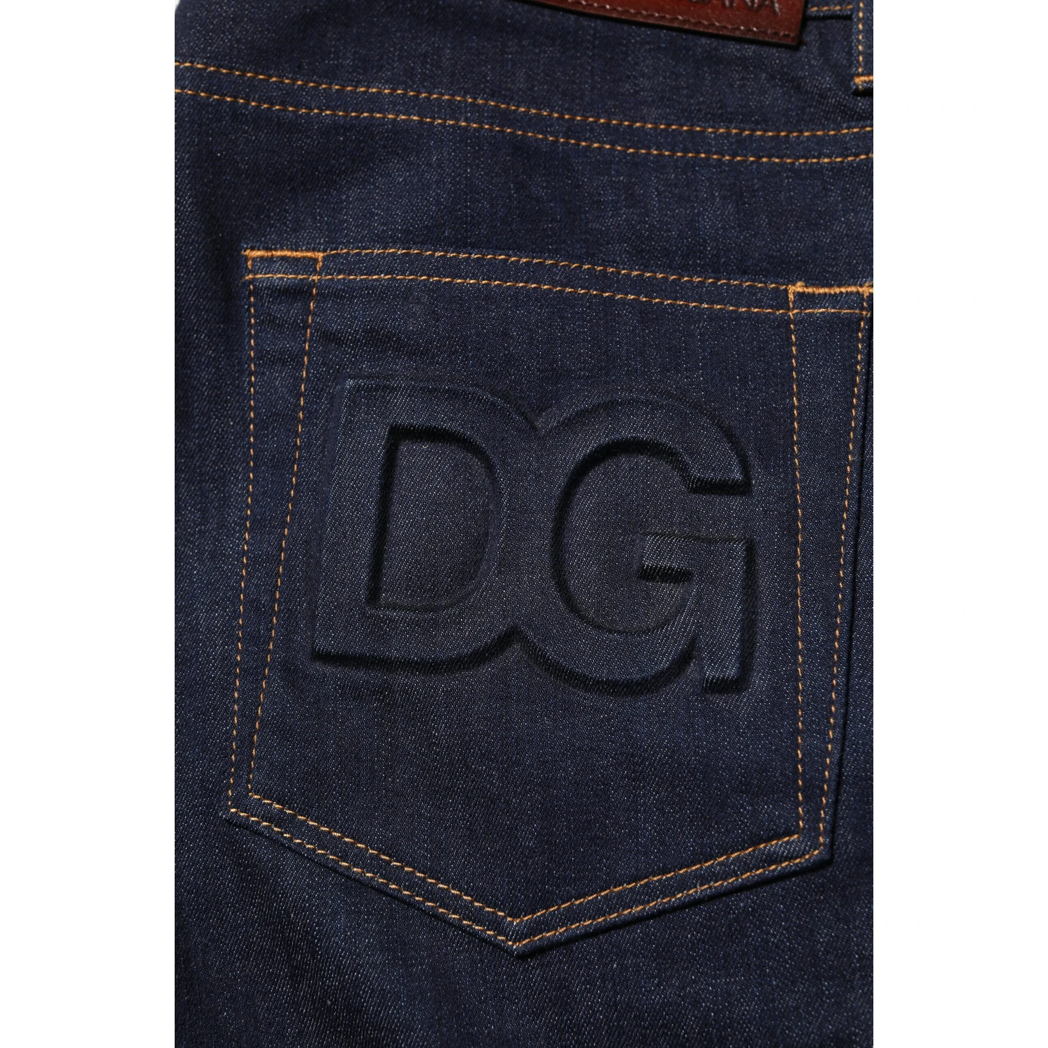Dark Blue Cotton Logo Slim Fit Men Denim Jeans