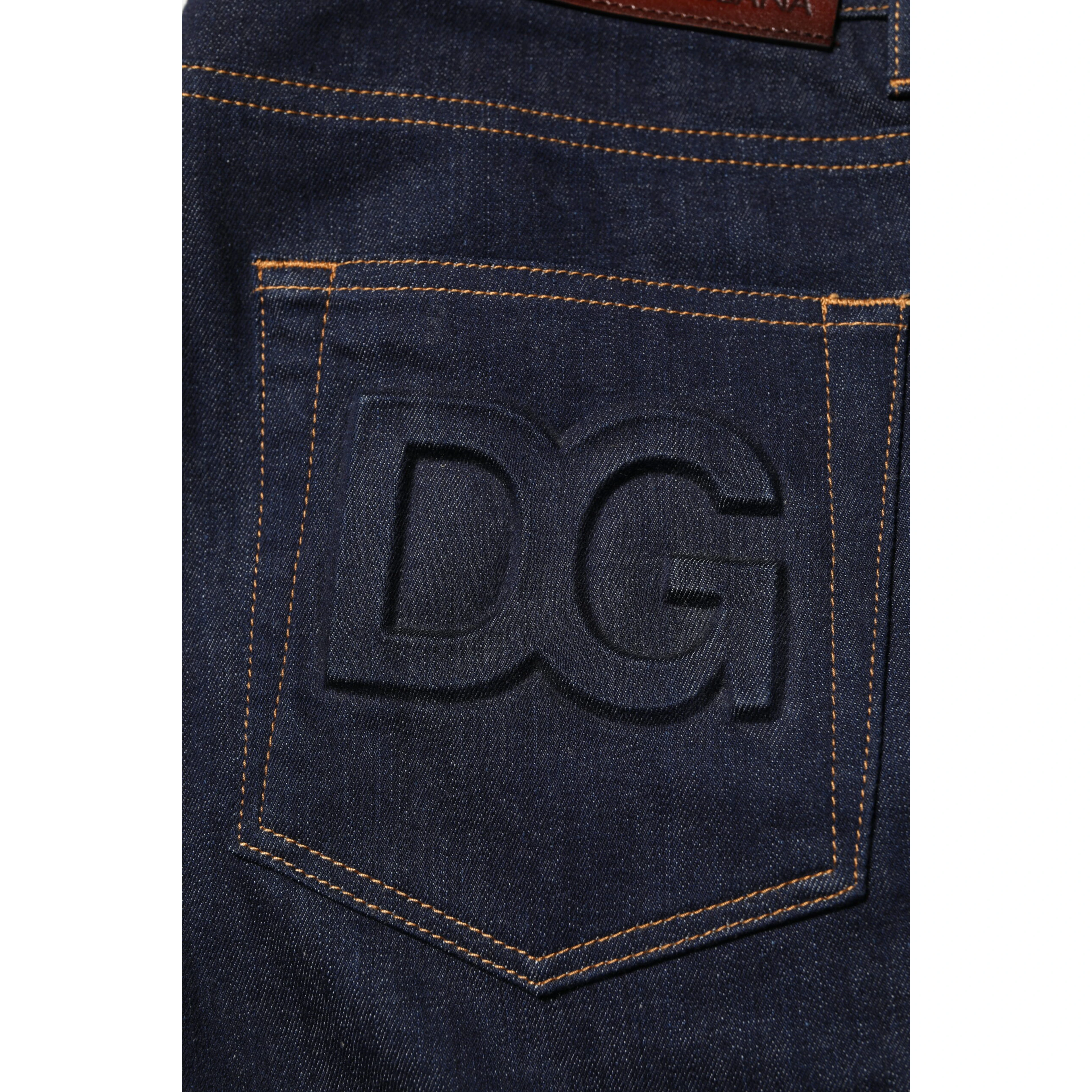 Dark Blue Cotton Logo Slim Fit Men Denim Jeans