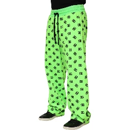 Green Logo Print Jogger Men Sweatpants Pants