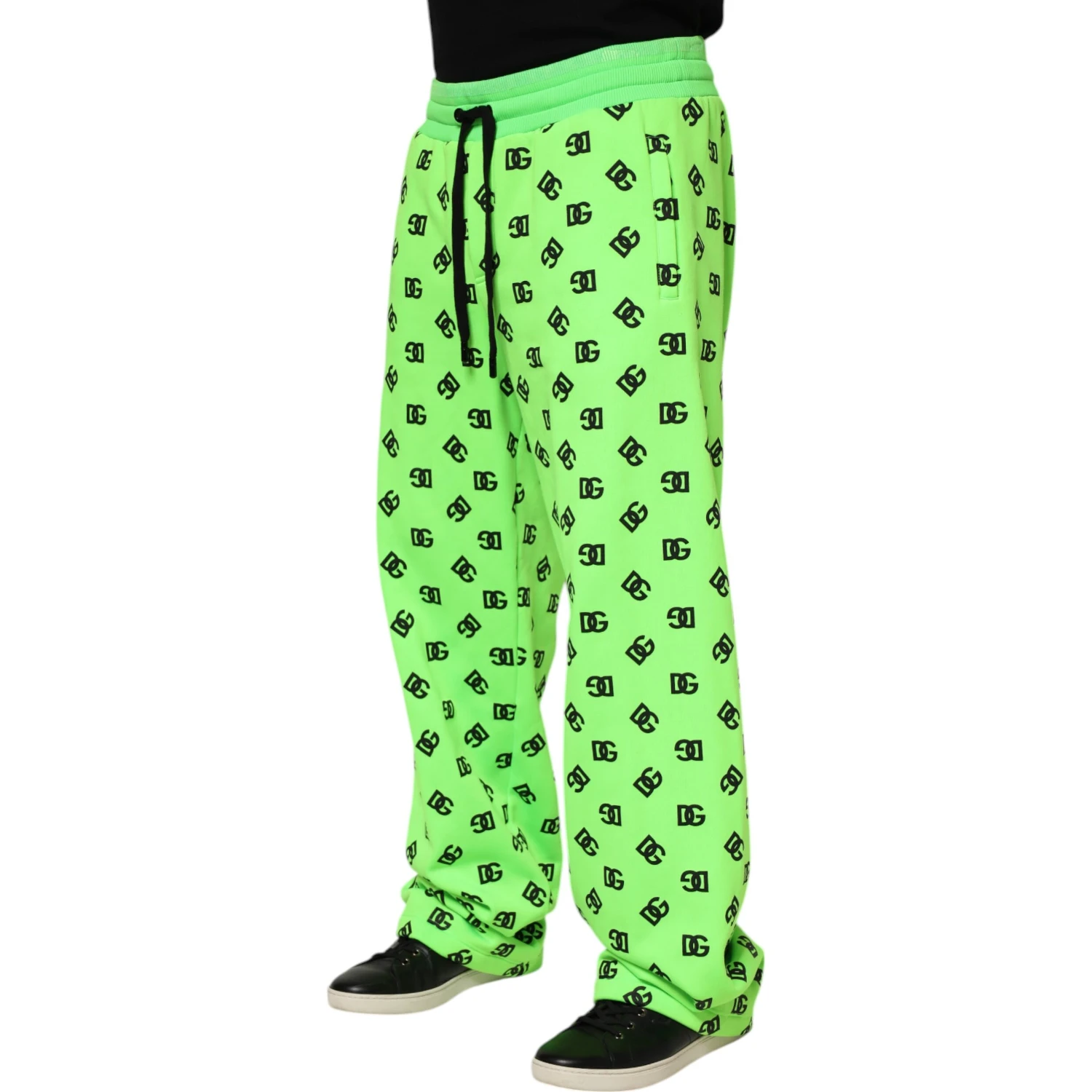 Green Logo Print Jogger Men Sweatpants Pants