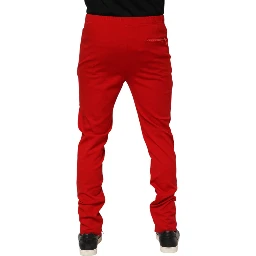 Red Viscose Logo Jogger Men Sweatpants Pants