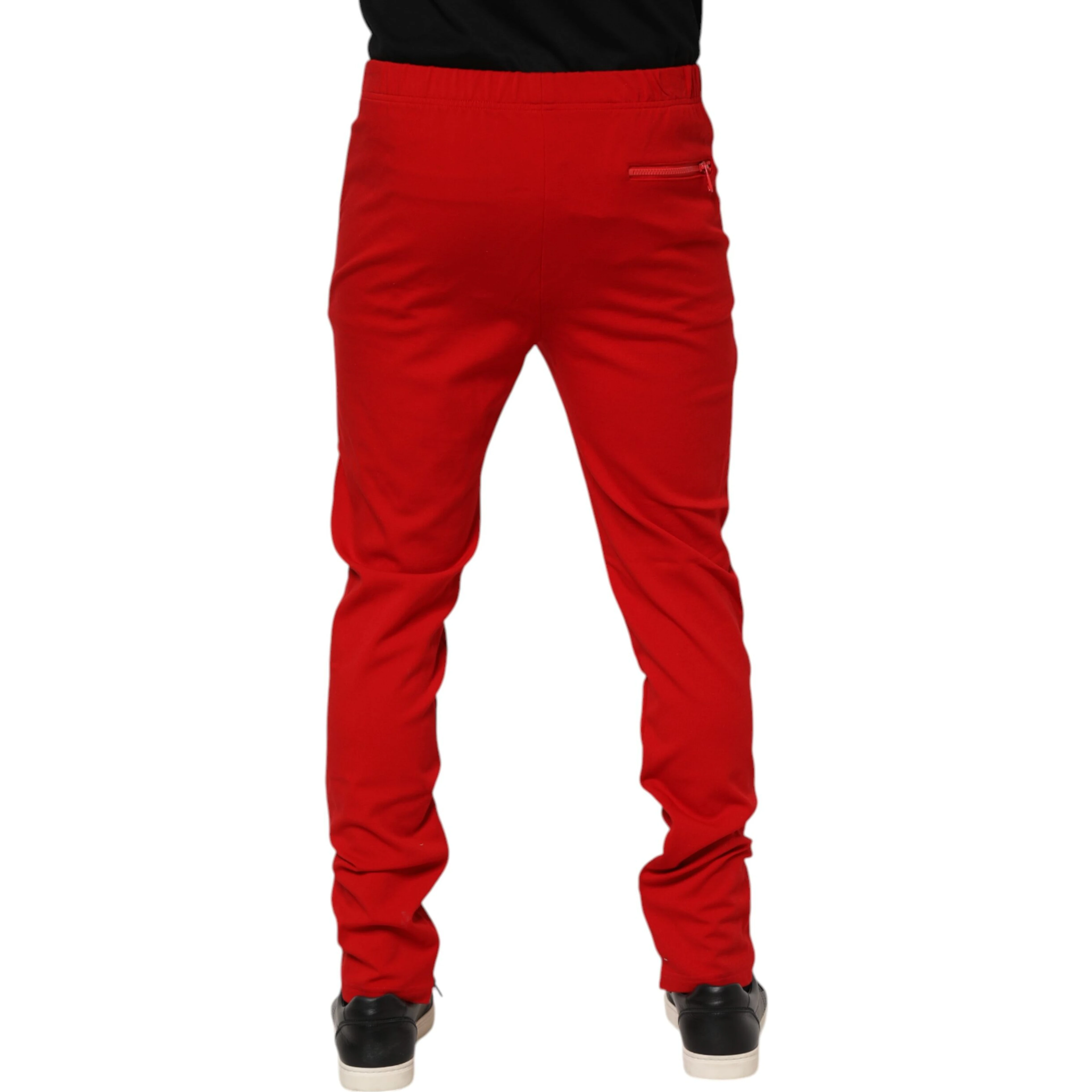 Red Viscose Logo Jogger Men Sweatpants Pants