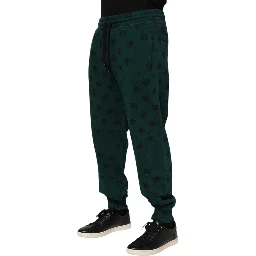Green Logo Print Jogger Men Sweatpants Pants