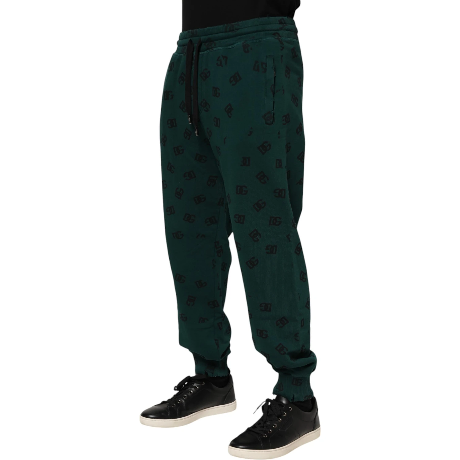 Green Logo Print Jogger Men Sweatpants Pants