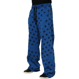 Blue Logo Print Jogger Men Sweatpants Pants