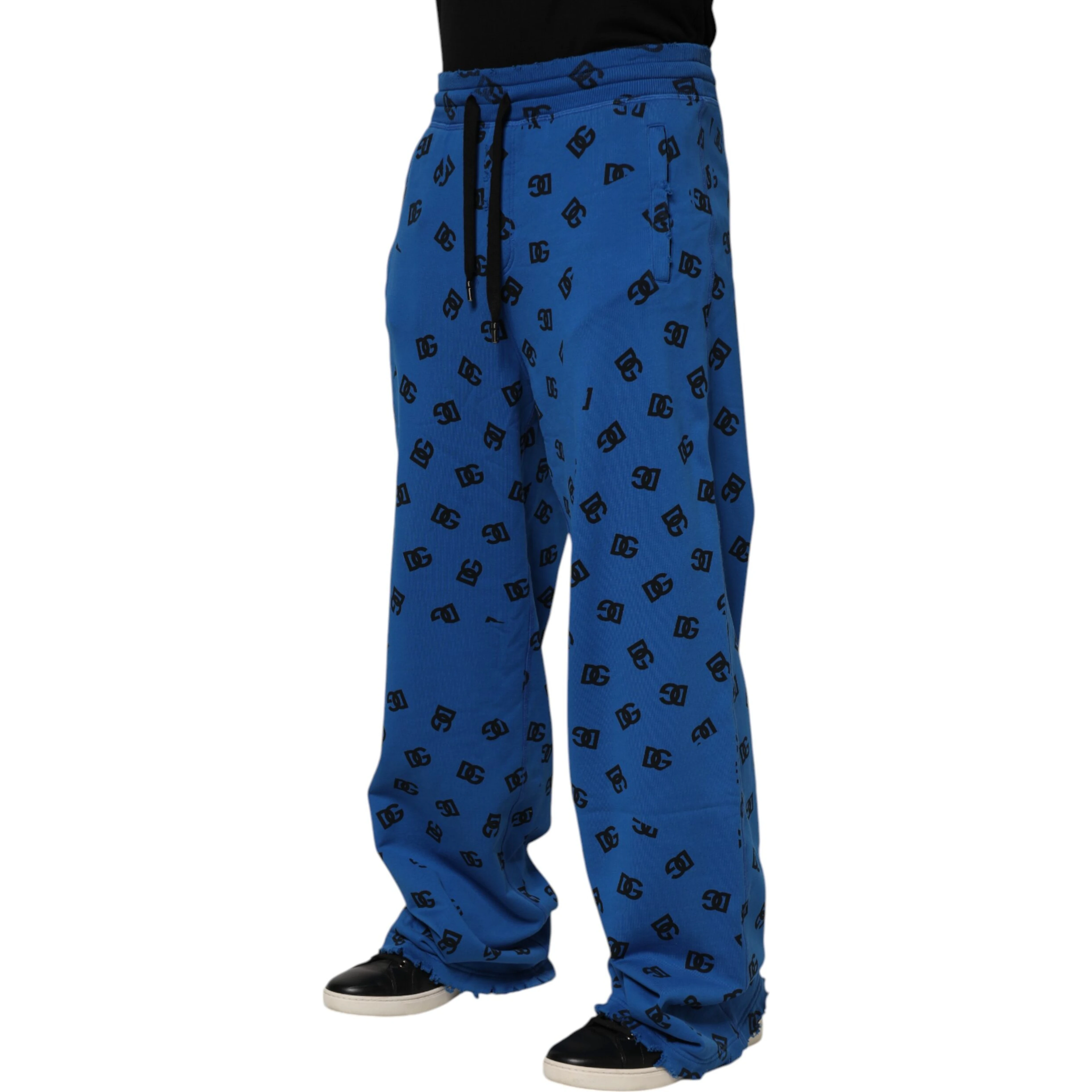 Blue Logo Print Jogger Men Sweatpants Pants