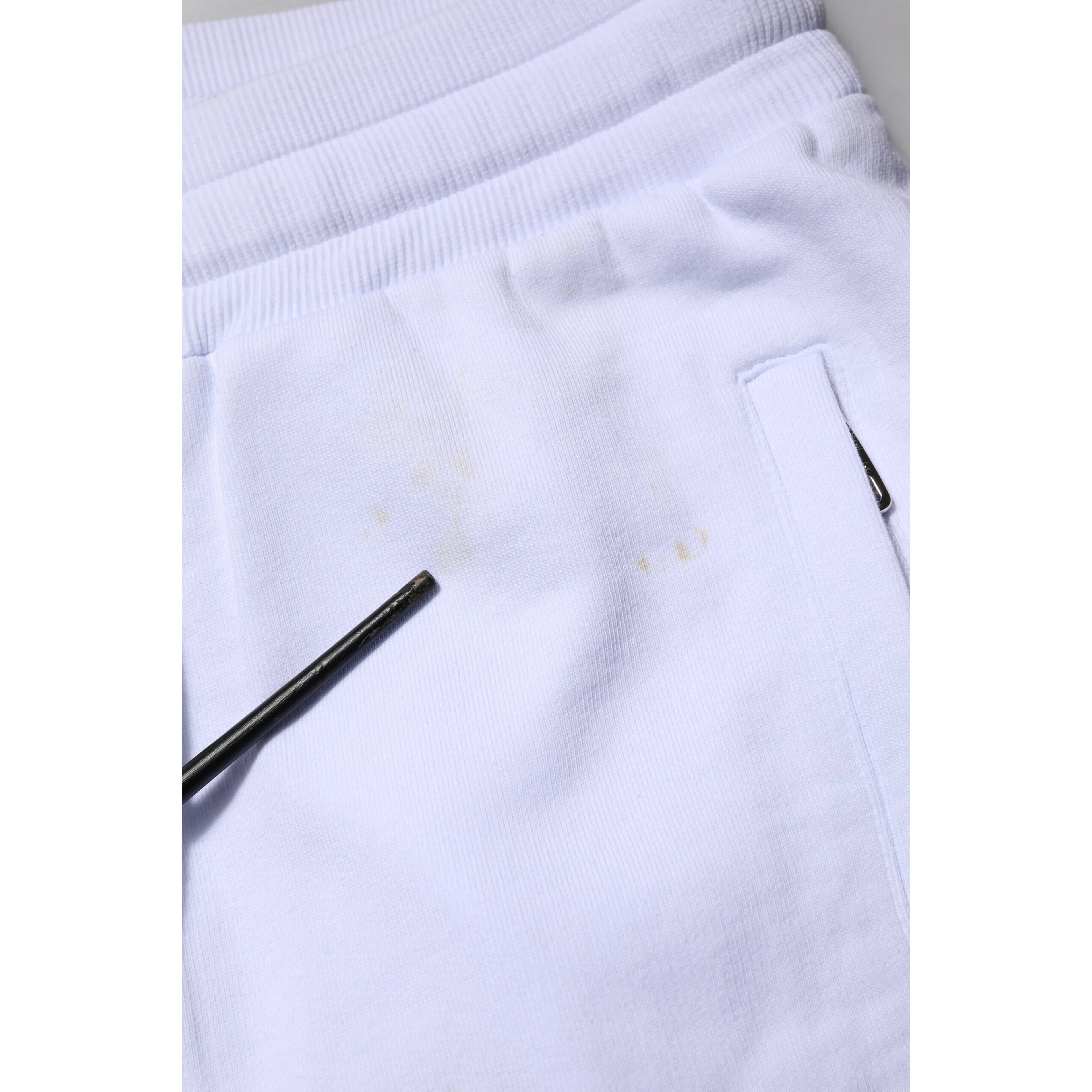 White Cotton Drawstring Jogger Pants