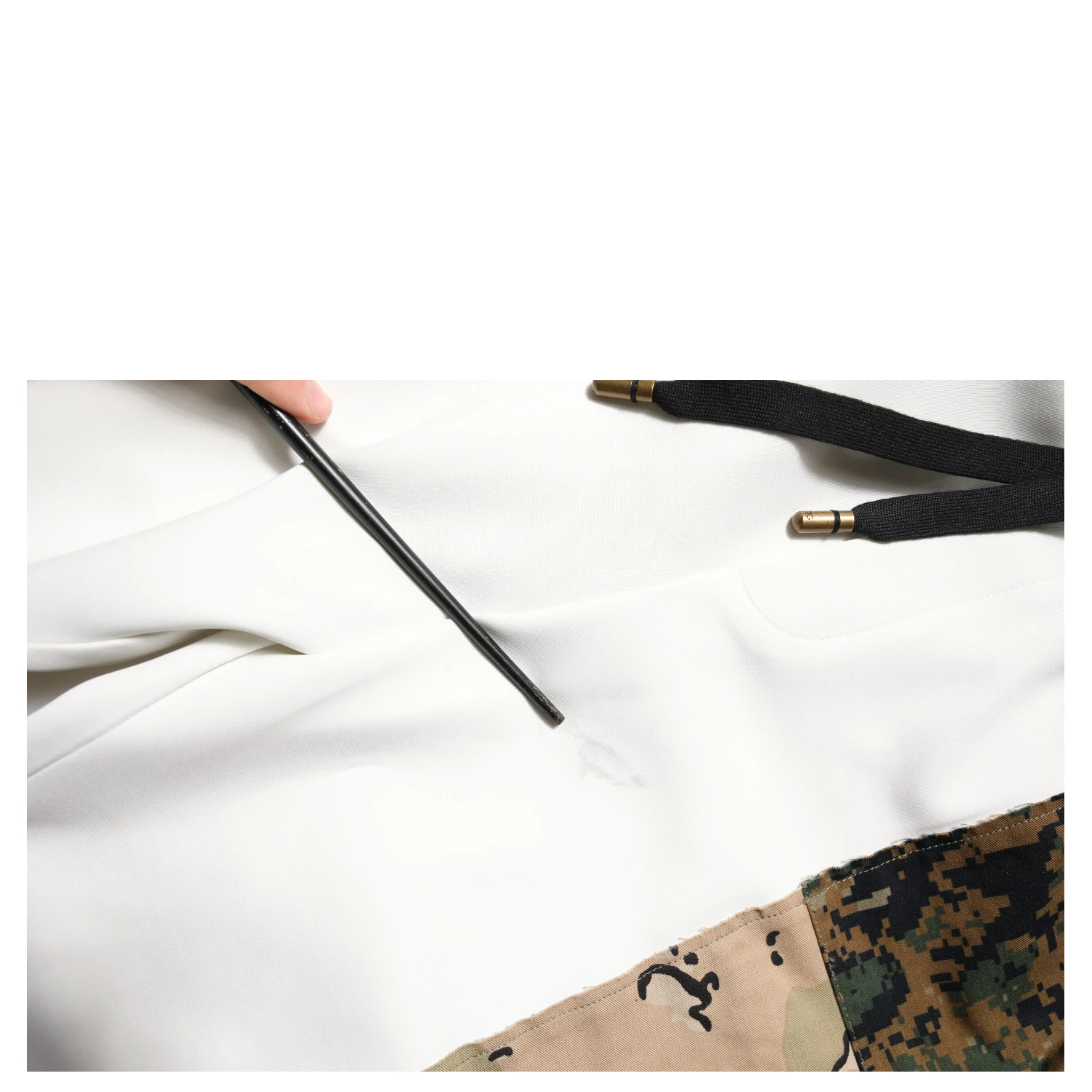 White Patchwork Mens Jogger Pants