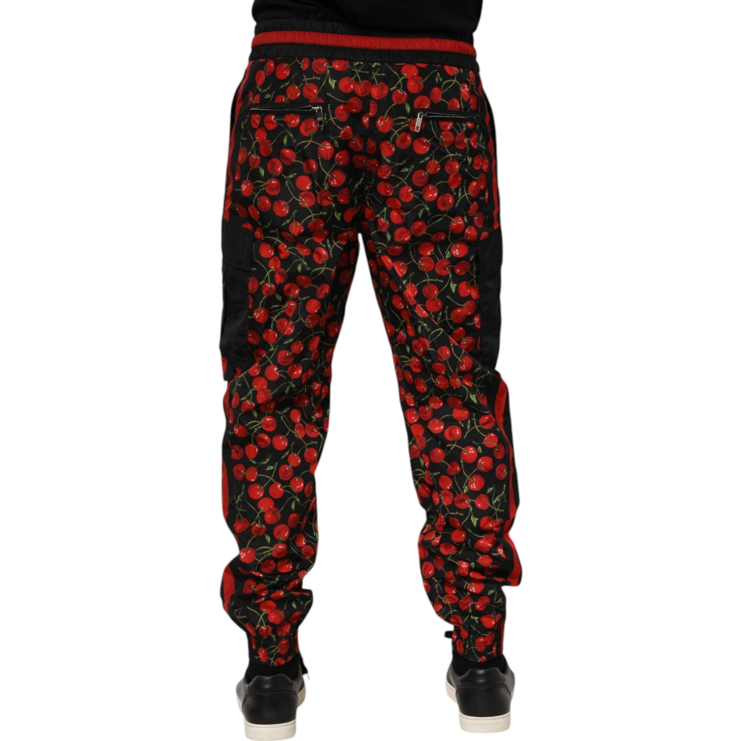 Black Red Cherry Print Men Sweatpants Pants